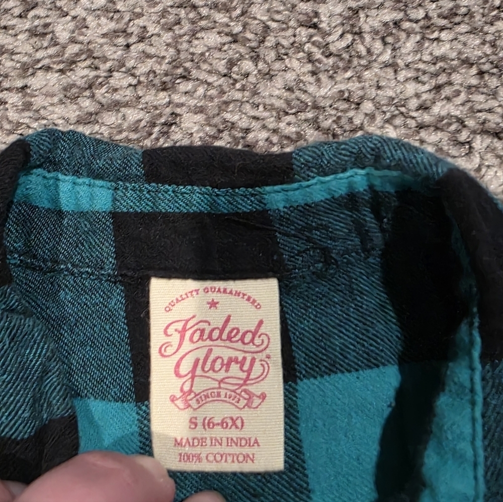 Faded Glory Long Sleeve Flannel Girls Size 6 - Picture 2 of 3